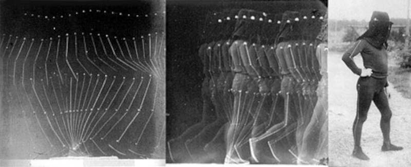 Combinaison spéciale de Marey et kinogramme obtenu à l'aide de la chronophotographie pour l'analyse du mouvement